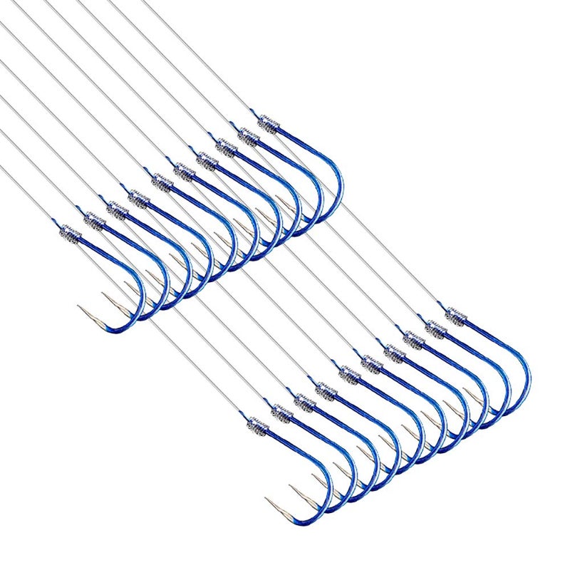 AMHDV Small Fishing Hooks with Line, Super Quick Penetration Fishing Hook Tie Nylon Line (Pack of 20) (10#) - Image 1